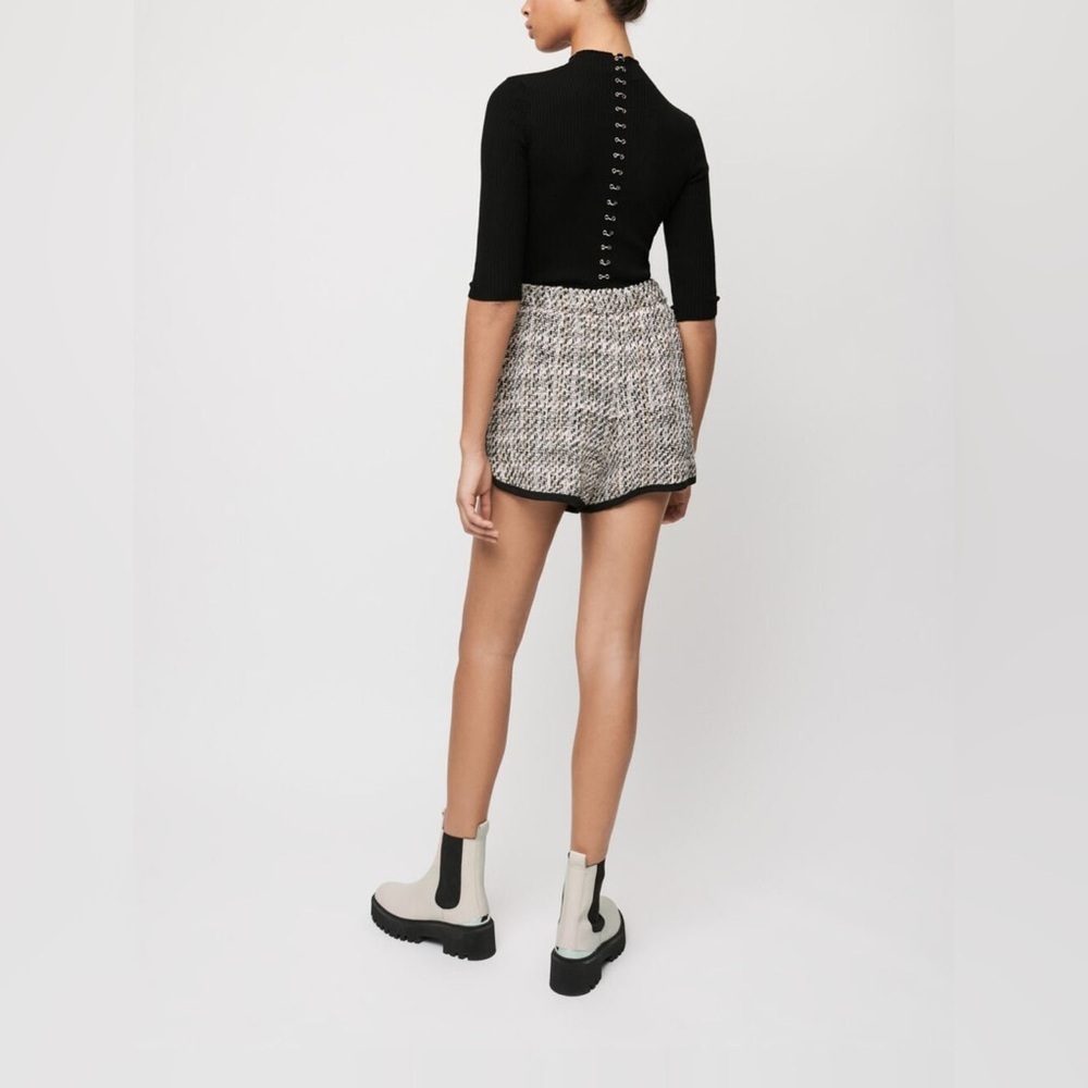 Maje Contrast Tweed Pink High Waisted Shorts - Picture 4 of 8